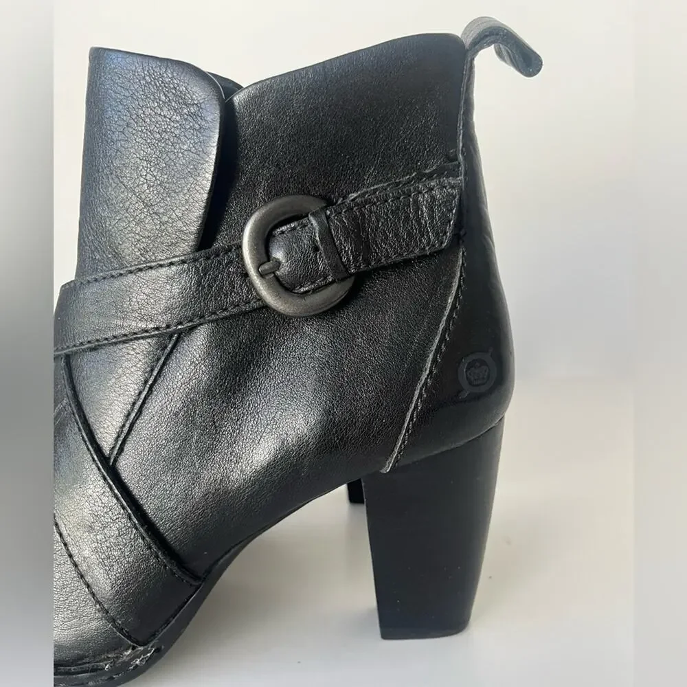 Born Shola leather Moto ankle boots black 9.5